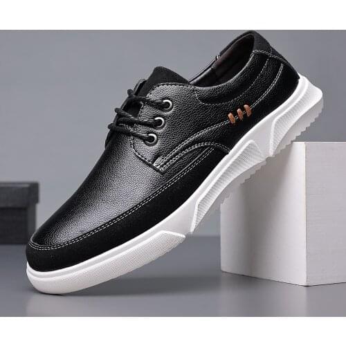 Large Size Mens Shoes Leather Shoes Trendy Shoes Korean Fashion Trend All-Match Board Shoes Color Matching Mens Casual Shoes