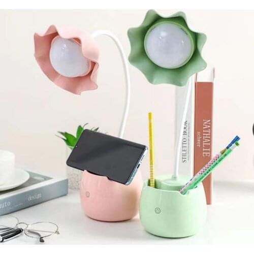 Table Lamp LED USB Charging Touch Bendable Desk Lamp Eye Protection Learning Night Light Learning Multi Function Pen Holder Lamp