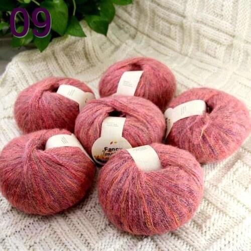 NEW Luxurious Soft 6balls*50g Crocheting & Knitting MOHAIR wool hand Yarn Knitting 09 Rainbow pink