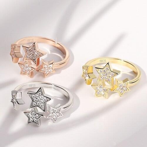 RE New design trendy shining crystal star rings adjustable geometric simple style ring for women girl knuckle ring jewelry R35