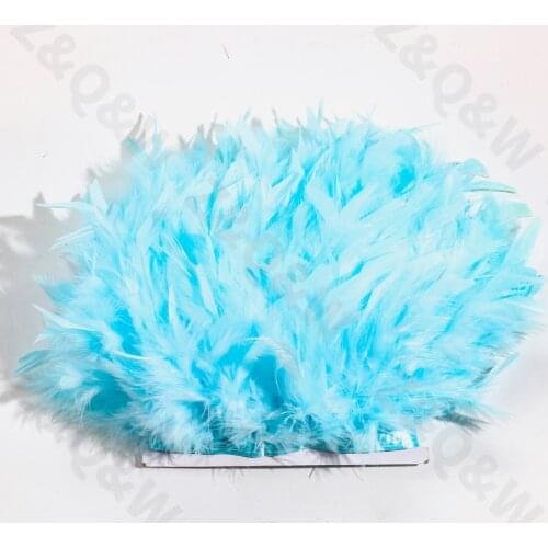 New style 10-15CM (4-6 inches) turkey feathers dyed sky blue to make 2-10 meters cloth edge holiday dress skirt decoration