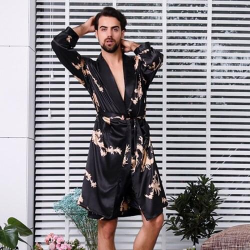 Mens Satin Silk Pajama Set Modern Style Sleepwears Men Sexy Soft Homme Cozy Satin Nightgown Casual Lounge Pajama Sets Nightwear