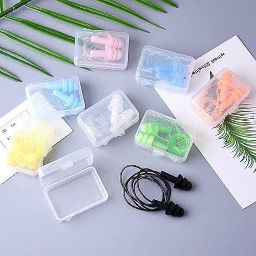 Portable Practical Christmas Tree Type Acoustic Prevent Noise Earplug Study Sleep Swim with String Line Silicone Earplugs