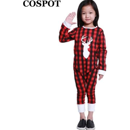 COSPOT Christmas Clothes Winter Red Plaid Reindeer Jumpsuit Romper Pajamas for Baby Boys Girls Newborn Clothes 2021 New 30