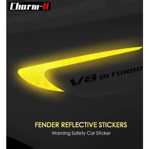 Reflective Safety Warning Signs MarkingTape Adhesive for Mercedes Benz W203 W204 W205 W211 212 Side Fender Emblem Badge Stickers