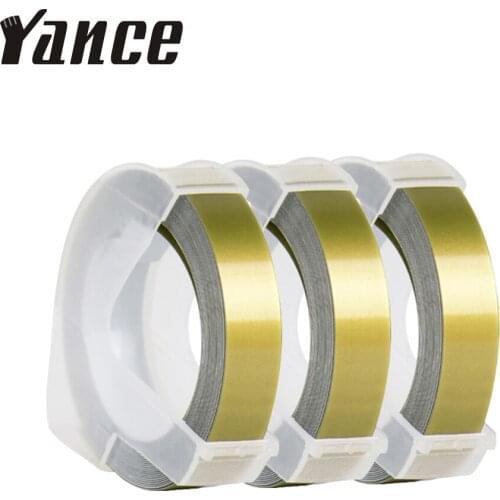 Yance 3pcs Gold 9MM 6MM 12MM 3D Embossing Tape for Dymo Embossing Label Maker PVC label Dymo Tape for Motex E101