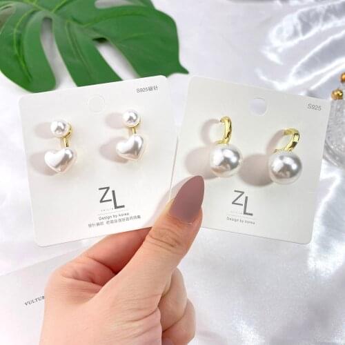 FNIO 2021 New Trend Simulated Pearl Womens Earrings White Round Pearl Wedding Earrings Korean Fashion Jewelry Gift