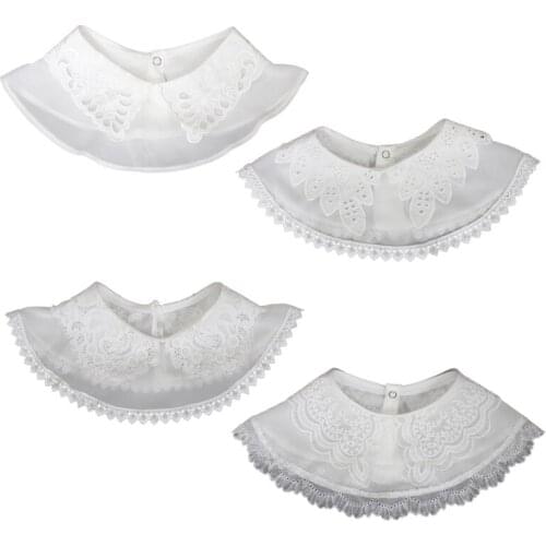 Women Chiffon Faux Collar Embroidery Fake Collar Breathable False Collar Dress Shirt Ornamental Collar Necklace