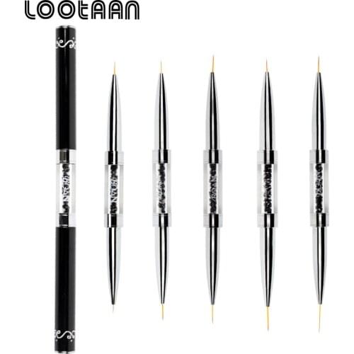 Lootaan 1 Pc Double-head Nail Art Liner Brush Nail Painting Drawing Brushes Tool UV Gel French Nail Brush Manicure Nail Art Tool