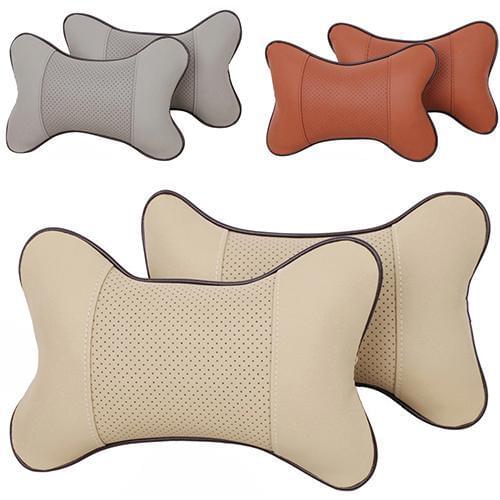 1 Pc Faux Leather Hole-digging Car Headrest Supplies Neck Auto Safety Pillow
