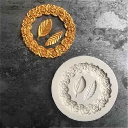 1PC Silicone Rose Garland Relief Frame Cake Border Molds Leaf Fondant Cake Decorating Tools Candy Chocolate Molds