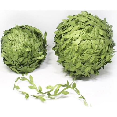 10Meter Silk Leaf-Shaped Artificial Flower Green Leaves DIY Wedding Decoration Scrapbooking Craft Fake Gift Scrapbooking