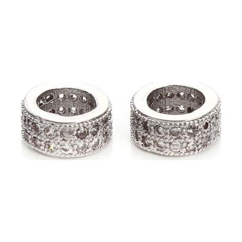 2pcs/lot 4*8mm Hollow beads big hole connect Diy Spacer Beads Micro Pave CZ Zircon Charms for Beaded Bracelet Making Bead