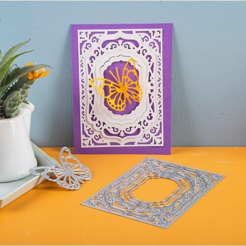 2020 dies Lace Rectangle Frame Butterfly metal cutting dies Scrapbooking dies cards papers knife mould blade punch stencils dies