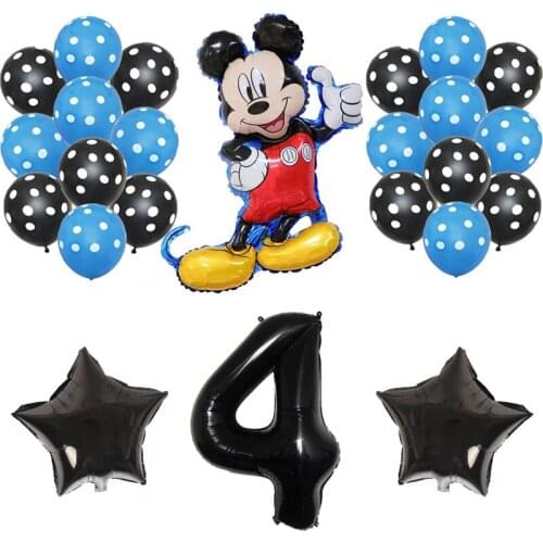 24pcs Mickey Mouse foil balloons Minnie Mouse Birthday Party Decorations kids Baby Shower 32inch Number Ball Polka Dot latex toy