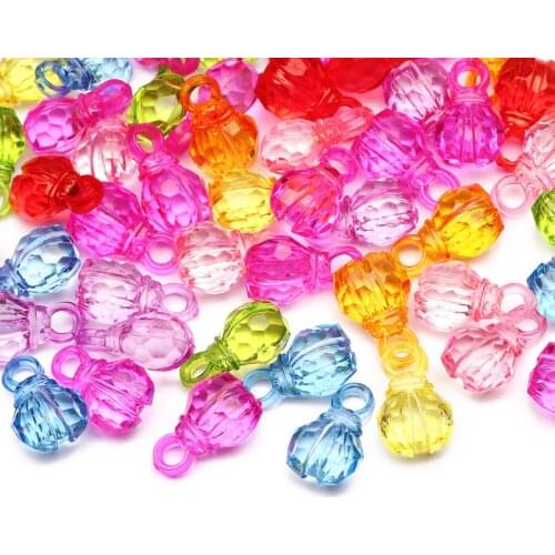 30pcs Colorful Mix Transparent Ladybug Pendant 17x11mm Acrylic Spacer Beads For DIY Jewelry Design Charm Bracelet Accessories