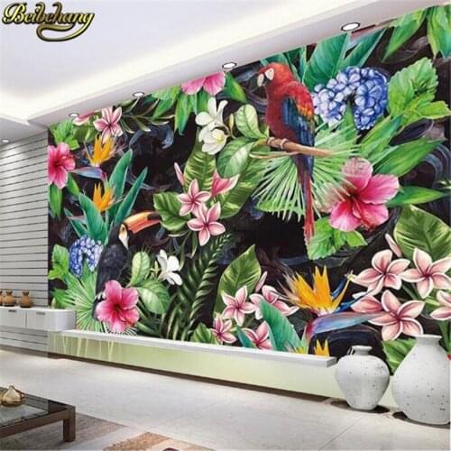 Beibehang Custom 3D Rain Forest Parrot Leaf Photo Mural Wallpaper Living Room Restaurant Cafe Bar Backdrop Wall paper Painting