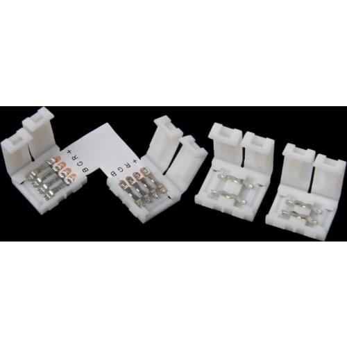 4 Pin LED Connector L Shape Corner Quick Splitter Right Angle 10mm 5050 RGB LED Strip Light