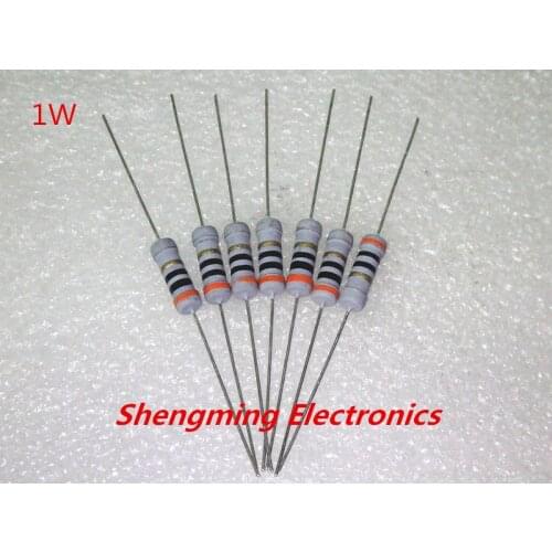 500PCS 1W 39R 43R 47R 51R 56R 62R 68R 75R 82R 91R 100R 120R 150R 180R 200R 220R ohms METAL OXIDE FILM resistor TOL.5
