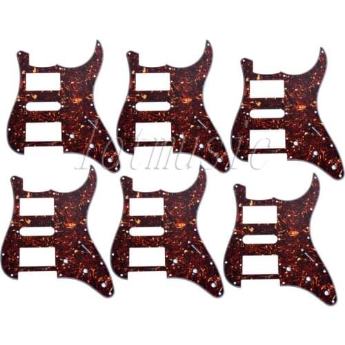 6Pcs New Dark Brown Tortoise Shell HSH 3Ply Guitar Pickguard for Electric Strat Replacement
