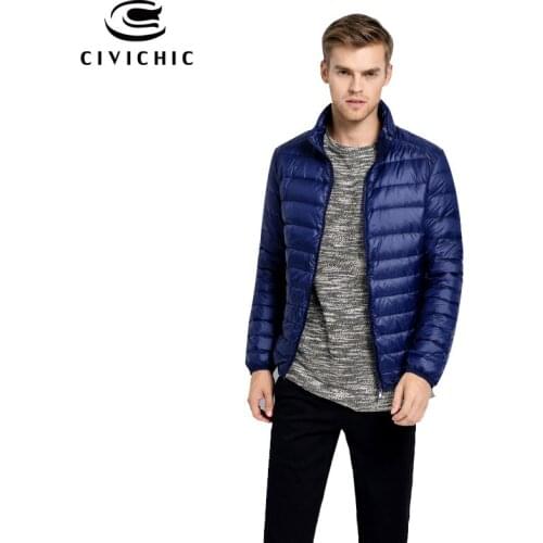 CIVICHIC Man Stylish Thin Warm Coat Male Winter Ultra Light Down Jacket Stand Collar Plus Size Soft Eiderdown Outerwear DC504
