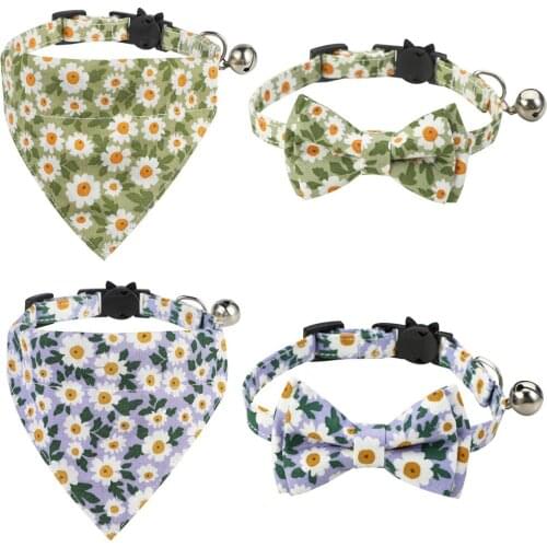 Lovely cotton floral cat dog collar pet bow cat bow tie cat collar garniture