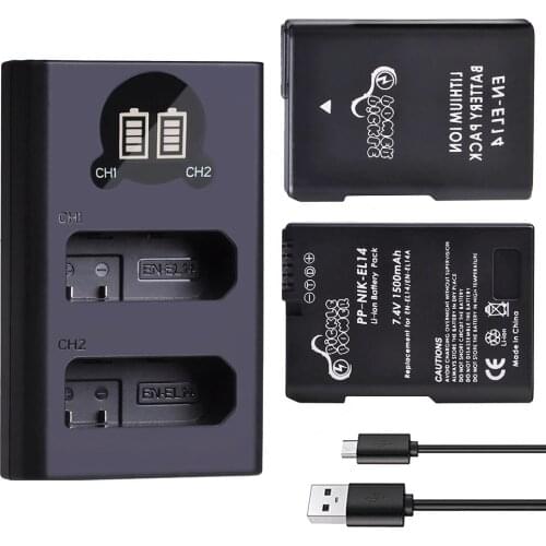 EN-EL14 EN EL14 EN-EL14a Battery & LED Charger for Nikon P7800 D5600 D3100 D3400 D3500 D5500 D5300 D5200 D5100 D3200 D3300 MH-24