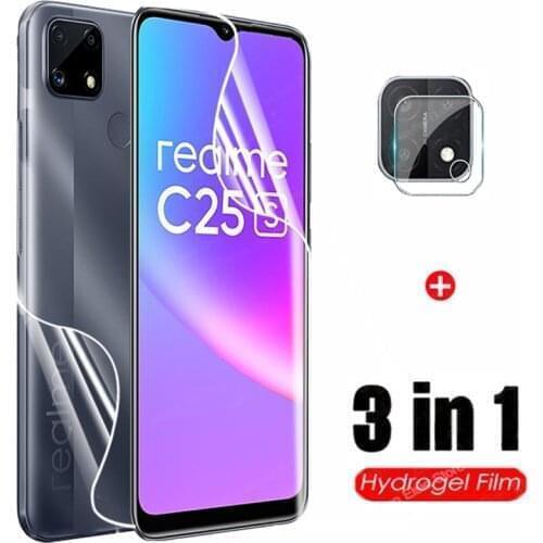 3 in 1 Hydrogel Film For Oppo Realme C25s Screen Protector & Camera Lens On Reme Realme C 25 25s Protective Film Not Glass