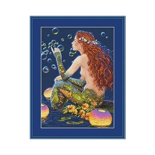 HH Gold Collection Counted Cross Stitch Kit Cross stitch RS cotton with cross stitch Bubbling Mermaid