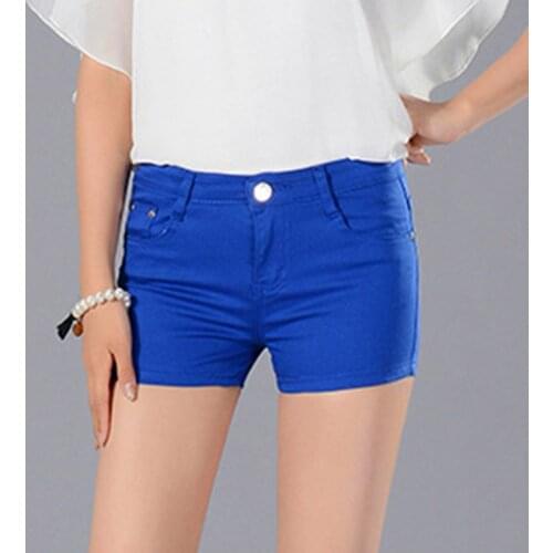 Candy Color Cotton Womens Casual Jeans Shorts Korean Version of Solid Color Skinny Sexy High Stretch Denim Shorts For Women