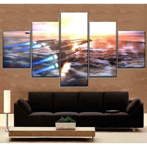 No Framed Mass Effect Game Normandy SR-2 5 Pcs Canvas Picture Print Wall Art Canvas Painting Wall Decor for Living Room