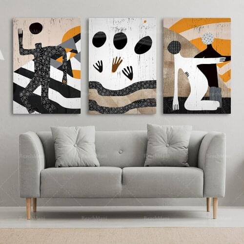 Ensemble de 3, Composition abstraite avec les gens heureux