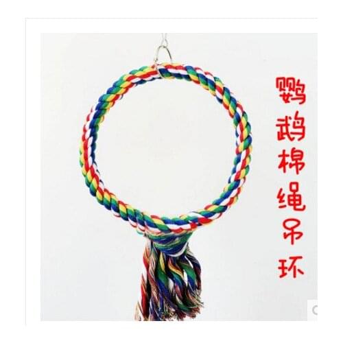 Pet birds toy round circle rings climbing rope toys wholesale bite 18cm