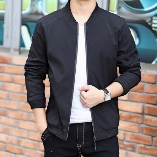 Spring autumn mens baseball jackets casual Loose large size coat male Solid color Stand collar zipper outwear Top 5XL