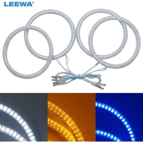 LEEWA 4x100mm Car SMD LED Halo Rings Angel Eyes DRL Head Lamp For Ford Focus 08+ Bi-Xenon White/Blue/Yellow #CA3348