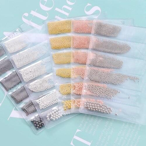 Metal Nail Art Beads 0.8-3mm Nails Micro Caviar Stainless Steel Beads Nail Art Rhinestones Decoration DIY Manicure Tips