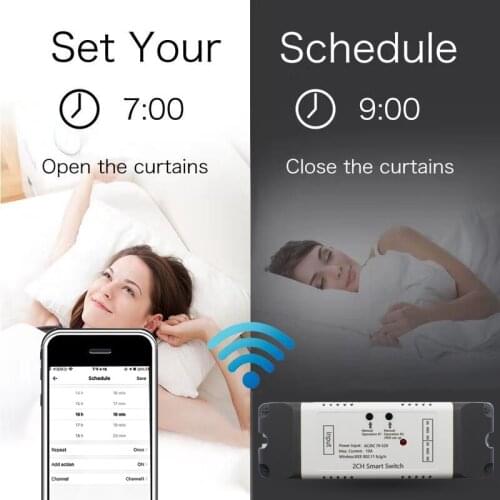 Momentary/Self-locking/Interlocking eWeLink 2CH Smart Wireless Timer Switch Module for Alexa Google Home IFTTT WiFi Voice Contro