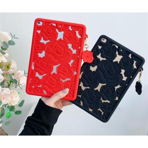 Fashion rose Tablet Case For iPad 11 5th 6th 9.7 2017 2018 Air 4 3 2 7th 8th Gen 10.2 Mini 1 2 3 4 5 Silicon Stand Tablet Cover