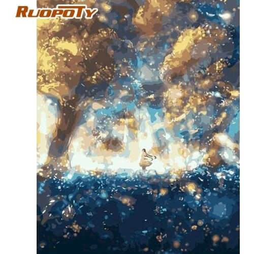 RUOPOTY Frame Landscape DIY Painting By Numbers Modern Wall Art Canvas Acrylic Paint By Number For Home Decor Art