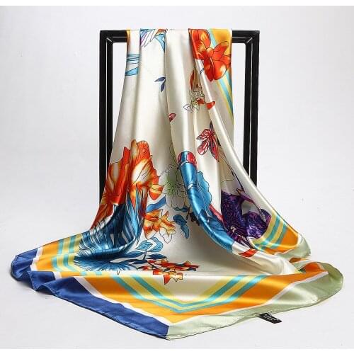 Natural environmental protection material digital spray silk fabric processing square scarf fabric cloth Peony Rose 90*90cm