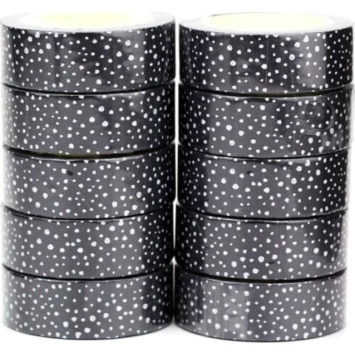 NEW 10pcs/Lot Decorative Cute Black and White Dots Washi Tapes Japanese Paper Bullet Journal Adhesive Masking Tape Papeleria