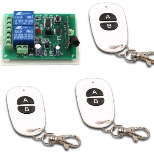New Wireless Remote Control Switch DC 24V 10A Relay Receiver Lighting Switch System & 3 Transmitters Learning Code 315/433Mhz