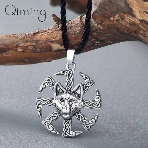 Giant Wolf Necklaces Kolovrat Pendant Necklace Viking Hip Hop Men Jewelry Teen Amulet Talisman za Collier Women Necklace