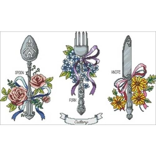 Tableware patterns counted 11CT 14CT 18CT DIY Cross Stitch Sets wholesale Cross-stitch Kits Embroidery Needlework