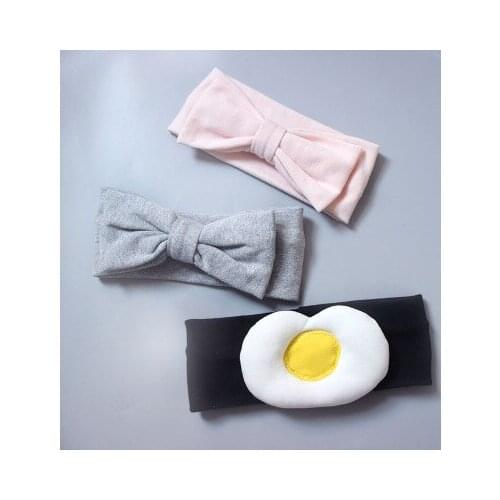 Newborn Kids Handmade cotton Wide with egg Headbands Knotted Hair Bow Headband Children Girls Hair Accessories