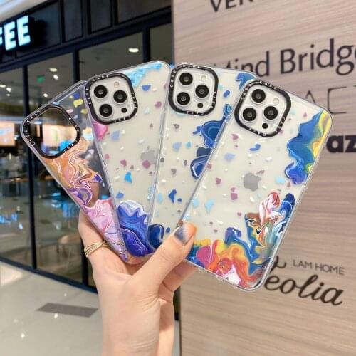 Transparent Watercolor Soft Silicone Phone Case For iPhone 6 7 8 Plus X XS XR 11 12 Pro Max Mini Shockproof Clear Back Cover