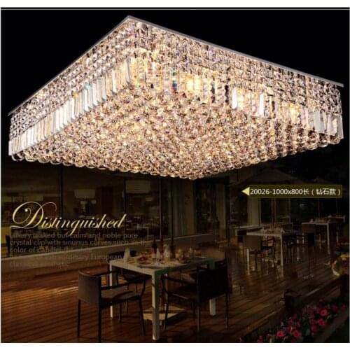 Modern luxury LED ceiling lamp rectangular living room K9 crystal lamp restaurant lighting fixtures led lighting fixture lamps