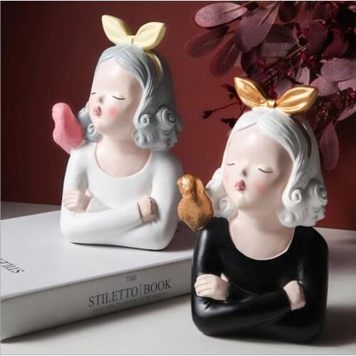 MODERN CUTE GIRL CHARACTER RESIN ACCESSORIES CHILDRENS ROOM BOOKSHELF FIGURINES CRAFTS HOME LIVINGROOM DECORATION BIRTHDAY GIFT