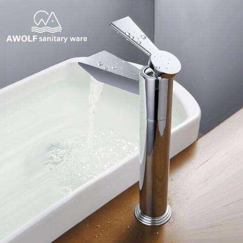 Modern Basin Faucet Solid Brass Bathroom Sink Hot Cold Mixer Water Faucet Tap Chrome Gold High Plated Polishing ML8080