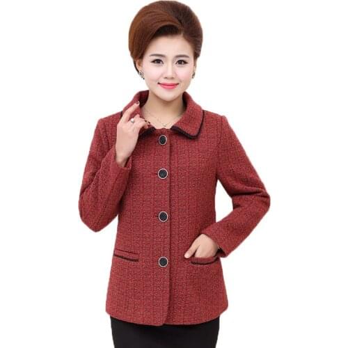 Middle-aged Elderly Womens Jackets Spring Autumn Outwear New Temperament Mother Coat Female Short Plus Size Top Overcoat R842